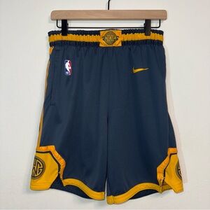 Nike Golden State Warriors Shorts Mens 34 Gray/Gold City Edition The Bay Chinese